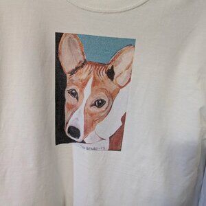 Vintage Hanes Beefy Unisex XL  T-Shirt  Long Sleeve Basenji Dog Graphic